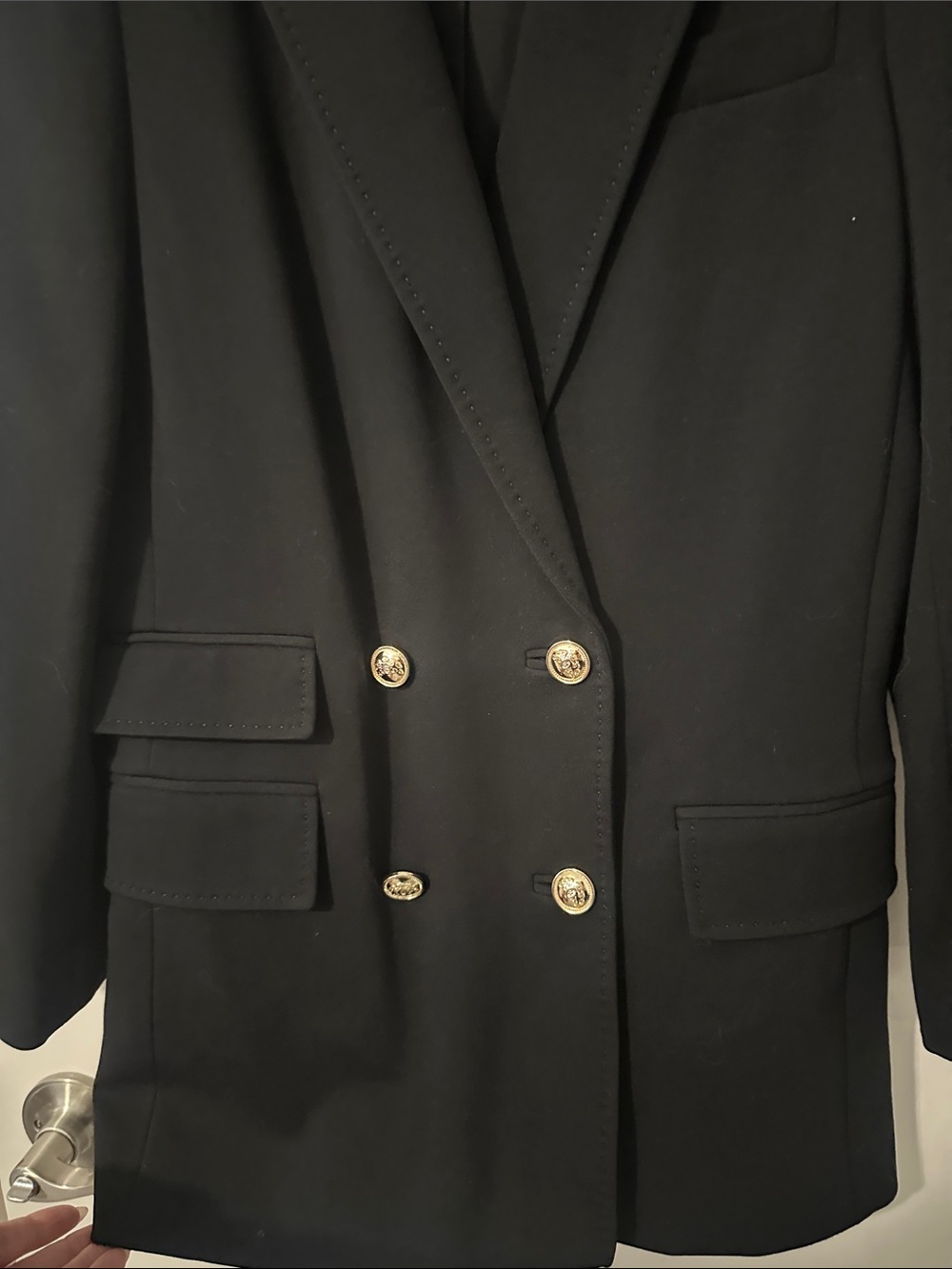 ANTONIO MELANI Black Double-Breasted Blazer with Gold Buttons - Picture 3 of 5
